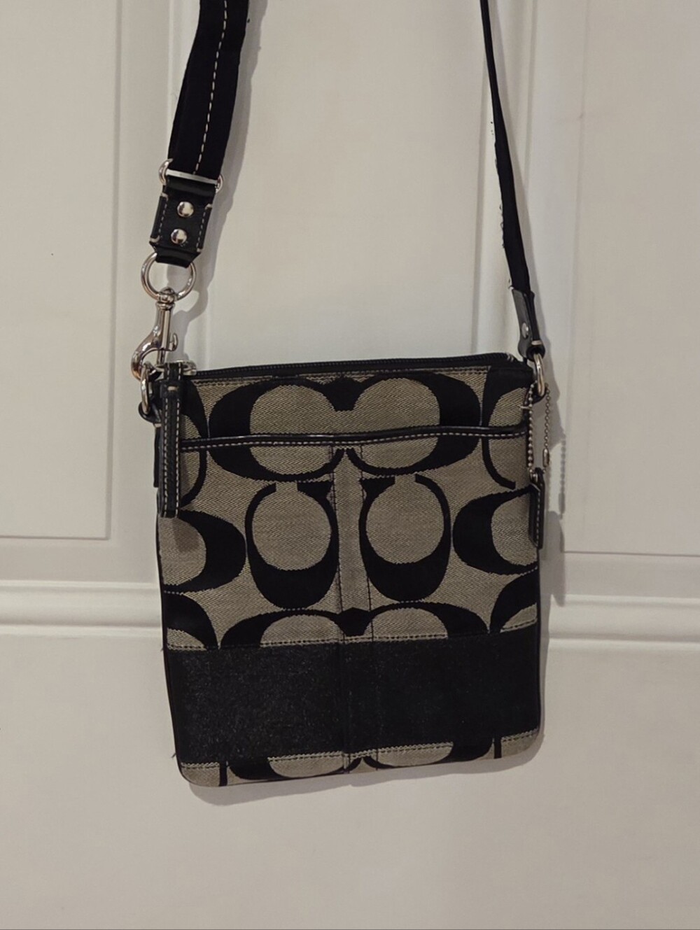 Coach Signature Black & Gray Crossbody Bag